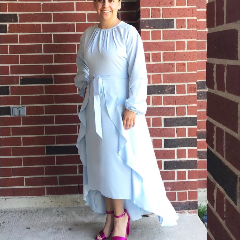 Elegant High Low Light Blue Dress